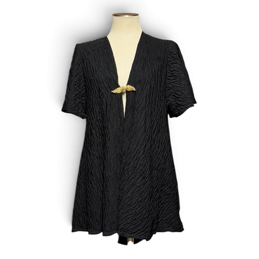 Oscar de la Renta Vintage 90s Made in USA Swimwear Cover Up Black Gold Small